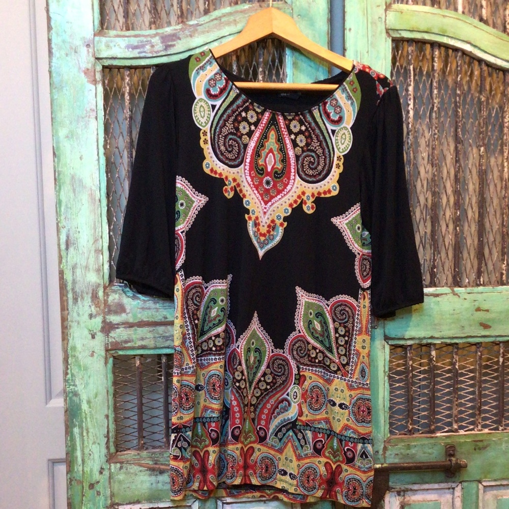 Cha Cha Vente Retro Paisley Shift Dress L